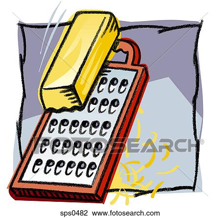 Grating cheese with a grater View Large Illustration Drawing - Grating cheese with a grater. Fotosearch