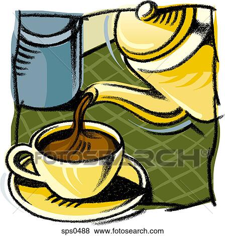 Pouring coffee into a cup View Large Illustration Stock Illustration - Pouring coffee into a cup. Fotosearch