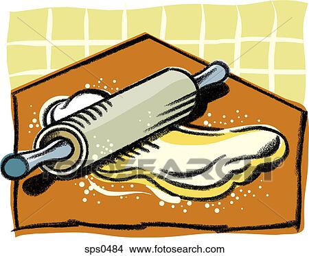 Stock Illustration - Rolling out a dough with a rolling pin. Fotosearch