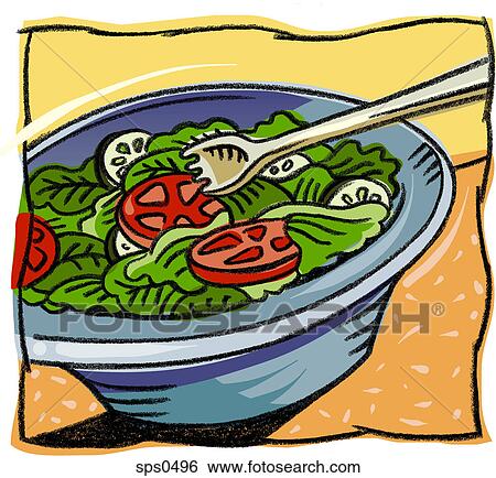 Stock Illustration - Tossing a bowl of salad. Fotosearch