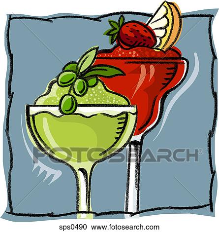 Clipart - Two glasses of daquiris. Fotosearch