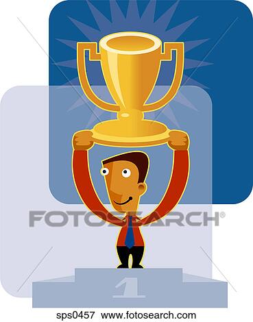 A boy holding his first place trophy View Large Illustration Stock Illustration - A boy holding his first place trophy. Fotosearch