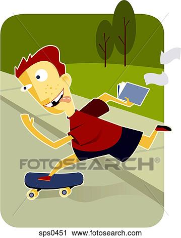 A boy on a skateboard View Large Illustration Clip Art - A boy on a skateboard. Fotosearch
