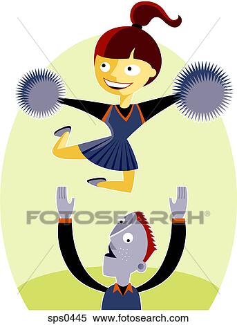 A cheerleading squad performing View Large Illustration Stock Illustration - A cheerleading squad performing. Fotosearch