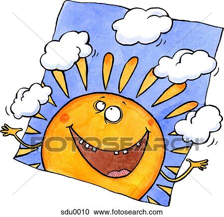 A sun bursting through the clouds View Large Illustration Clipart - A sun bursting through the clouds. Fotosearch