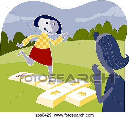 A young girl playing hopscotch View Large Illustration Stock Illustration - A young girl playing hopscotch. Fotosearch