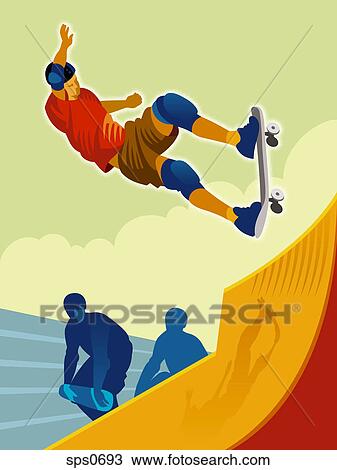 A boy on a skateboard View Large Illustration Drawing - A boy on a skateboard. Fotosearch