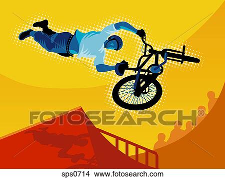 A man doing extreme bike riding View Large Illustration Stock Illustration - A man doing extreme bike riding. Fotosearch
