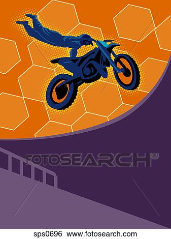 Stock Illustration - A man performing a dirt bike trick. Fotosearch