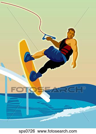 A man wakesurfing View Large Illustration Stock Illustration - A man wakesurfing. Fotosearch