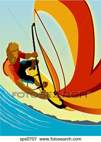 A picture of a windsurfer View Large Illustration Stock Illustration - A picture of a windsurfer. Fotosearch