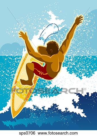 A surfer riding a wave View Large Illustration Stock Illustration - A surfer riding a wave. Fotosearch