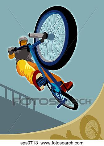 Drawing - An illustration of a BMX rider. Fotosearch