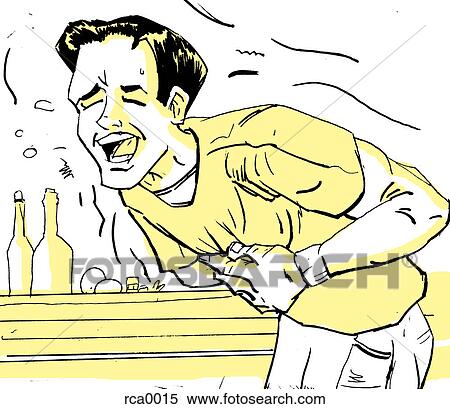Stock Illustration - A man holding his stomach in laughter. Fotosearch