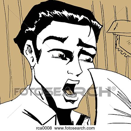 Stock Illustration - A man shocked by a letter he is reading. Fotosearch