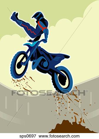 Stock Illustration - A man showing off a dirt bike trick. Fotosearch
