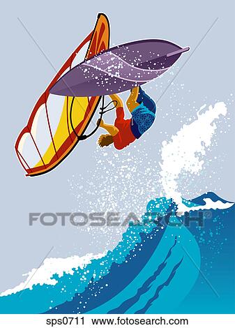Clip Art - A man windsurfing. Fotosearch