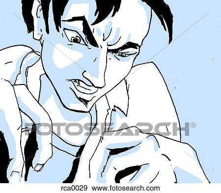 A man with a crazy look in his eyes View Large Illustration Stock Illustration - A man with a crazy look in his eyes. Fotosearch