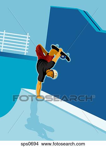 A skateboarder showing off a trick View Large Illustration Stock Illustration - A skateboarder showing off a trick. Fotosearch