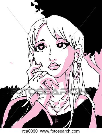 Clipart - A starry eyed woman with hearts in her eyes. Fotosearch