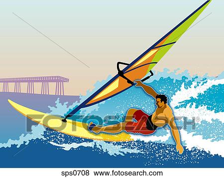 Stock Illustration - A surfer executing a one handed body drag. Fotosearch