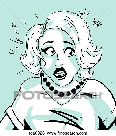 Stock Illustration - A woman looking shocked. Fotosearch