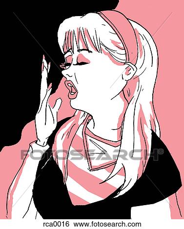 A woman yawning View Large Illustration Stock Illustration - A woman yawning. Fotosearch