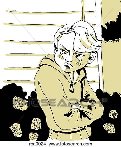 A young boy with teary eyes after being scolded View Large Illustration Stock Illustration - A young boy with teary eyes after being scolded. Fotosearch