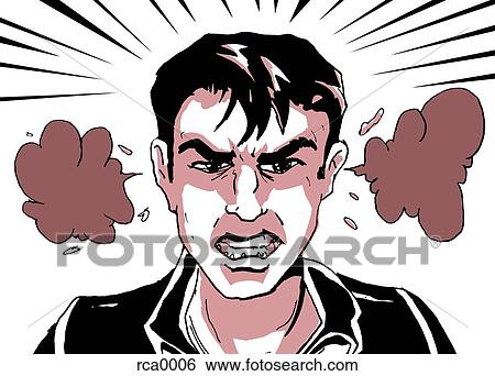 An angry man with steam coming out of his ears View Large Illustration Stock Illustration - An angry man with steam coming out of his ears. Fotosearch