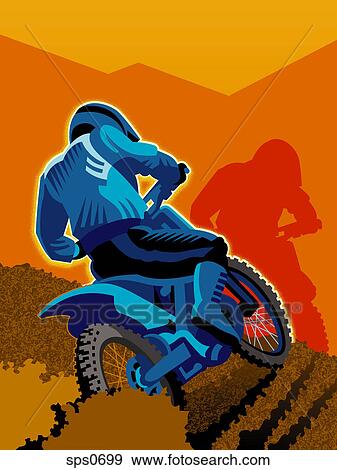 Stock Illustration - An off-road dirt biking. Fotosearch