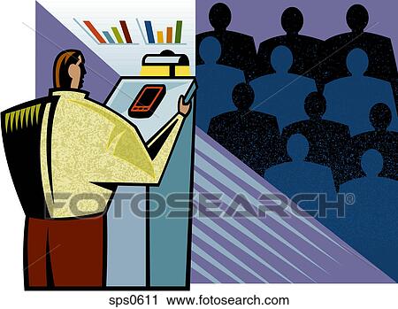 Clip Art - A man doing a business presentation. Fotosearch