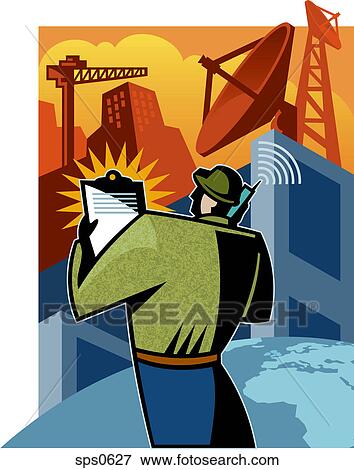Stock Illustration - A man working at a construction site. Fotosearch