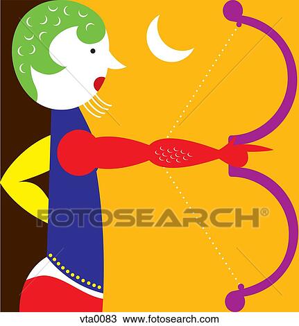 Drawing - Sagittarius with a bow and arrow. Fotosearch
