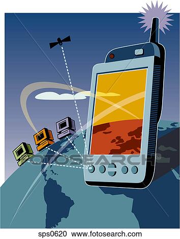 Satellite communication via the PDA View Large Illustration Clipart - Satellite communication via the PDA. Fotosearch