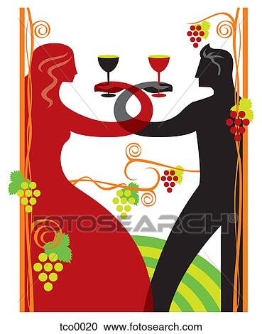 A couple toasting at a wine festival View Large Illustration Clipart - A couple toasting at a wine festival. Fotosearch