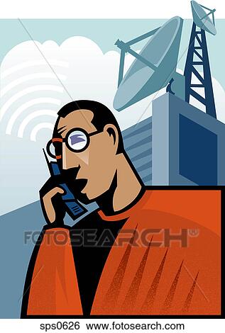 A man using his cell phone View Large Illustration Stock Illustration - A man using his cell phone. Fotosearch