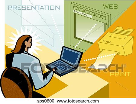 A woman doing a web presentation View Large Illustration Clipart - A woman doing a web presentation. Fotosearch