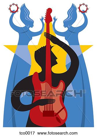 Musician performing at a rock music festival View Large Illustration Stock Illustration - Musician performing at a rock music festival. Fotosearch