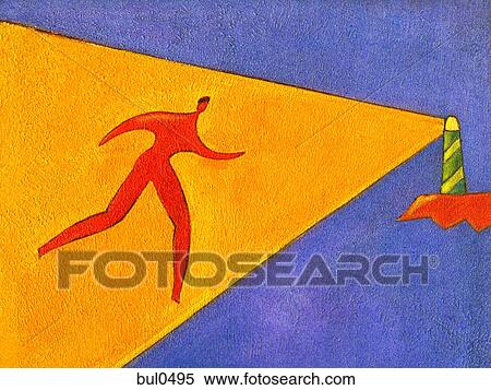 A man running towards a lighthouse View Large Illustration Stock Illustration - A man running towards a lighthouse. Fotosearch