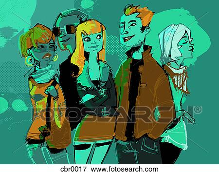 Stock Illustration - A group of people waiting in line. Fotosearch