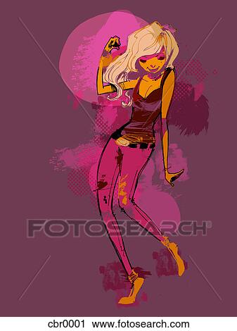 Clip Art - A young woman dancing. Fotosearch