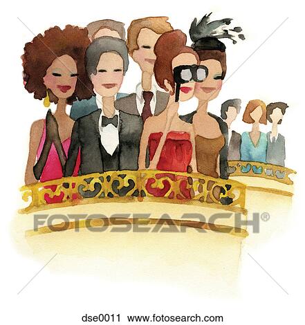 A watercolor illustration of people watching an opera View Large Illustration Clip Art - A watercolor illustration of people watching an opera. Fotosearch