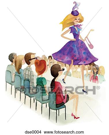 A watercolor illustration of people watching a fashion show View Large Illustration Stock Illustration - A watercolor illustration of people watching a fashion show. Fotosearch