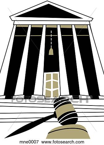 A judges gavel in front of a traditional courthouse building View Large Illustration Stock Illustration - A judges gavel in front of a traditional courthouse building. Fotosearch