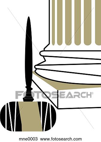Drawing - An illustration of an upside down judges gavel at the base of a column. Fotosearch