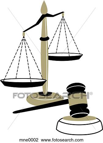 An illustration of the scales of justice and a judges gavel View Large Illustration Drawing - An illustration of the scales of justice and a judges gavel. Fotosearch