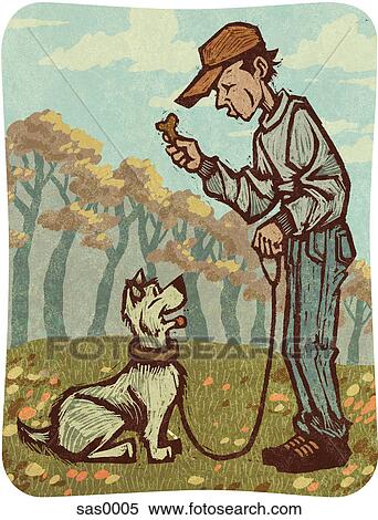 A man training a dog View Large Illustration Stock Illustration - A man training a dog. Fotosearch