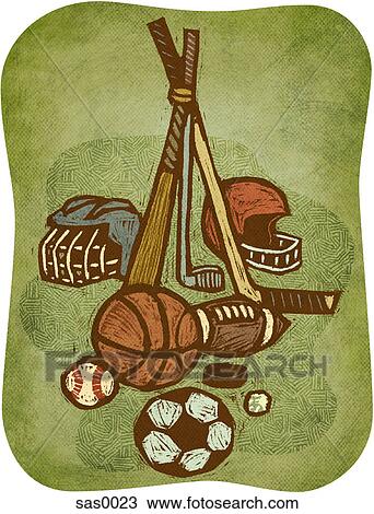 Drawing - Open gym sports equipment. Fotosearch