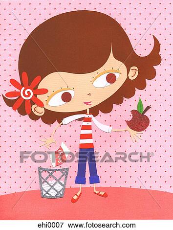 A paper cut illustration of a young girl eating an apple instead of a bag of chips View Large Illustration Stock Illustration - A paper cut illustration of a young girl eating an apple instead of a bag of chips. Fotosearch