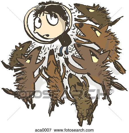 A man being attacked by a pack of wild dogs View Large Illustration Stock Illustration - A man being attacked by a pack of wild dogs. Fotosearch